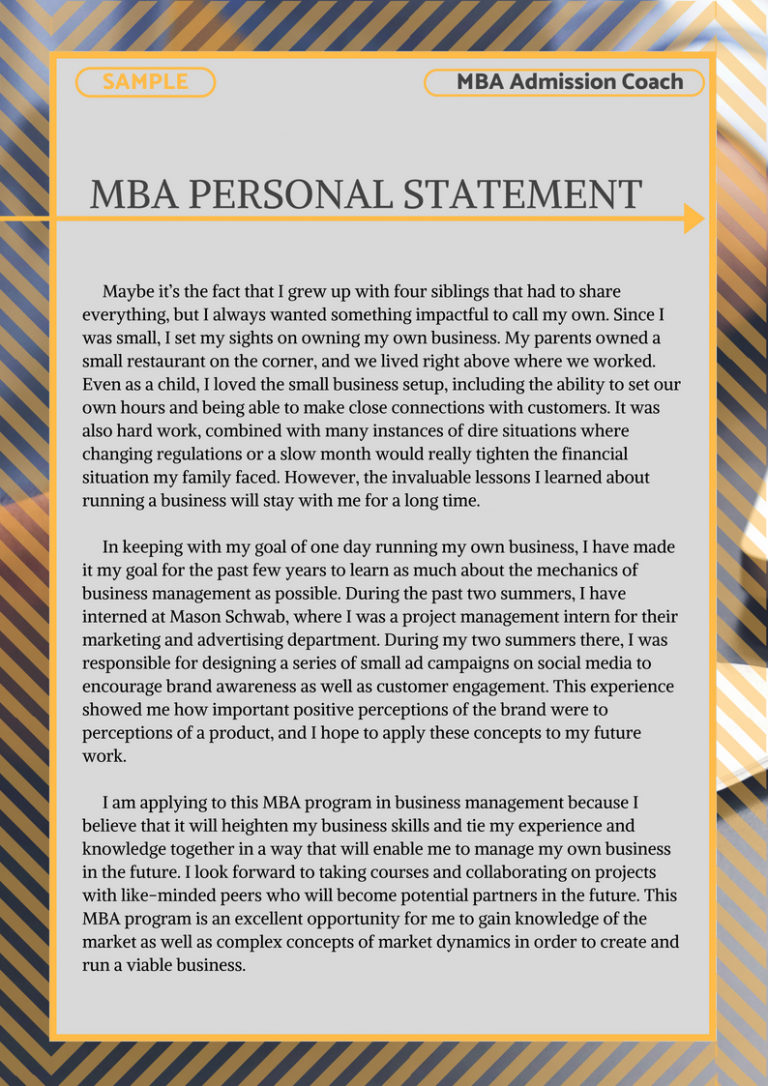 mba personal statement introduction